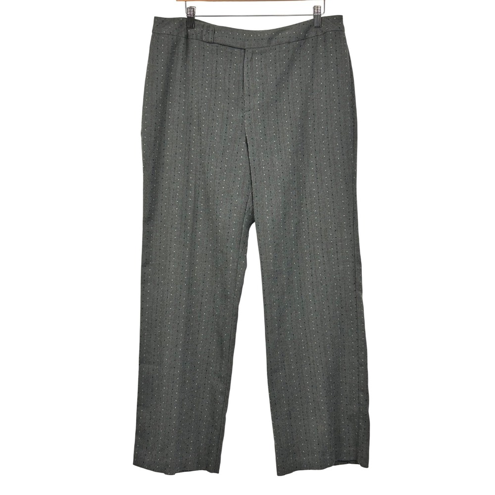 Requirements Dress Pants Womens 14 Gray Textured Pinstripe Dot Straight Leg Work